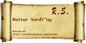 Retter Surány névjegykártya